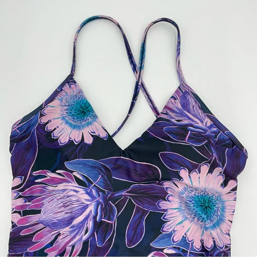 Sensi Graves Floral One Piece Swimsuit Purple Mesh Panel Size Medium Women Emily - Image 5