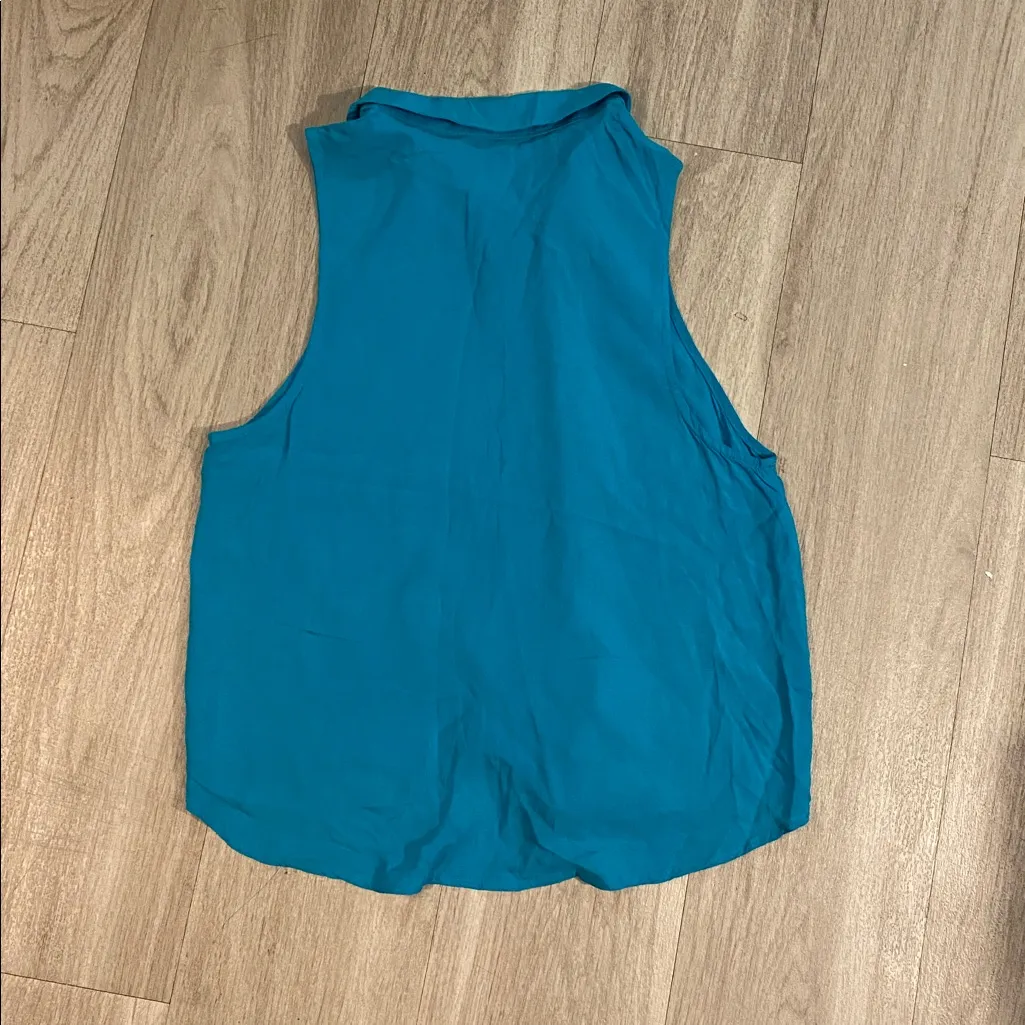 LOL Laugh out loud clothing turquoise tank top button down tie front blouse L Blue Size L - Image 5