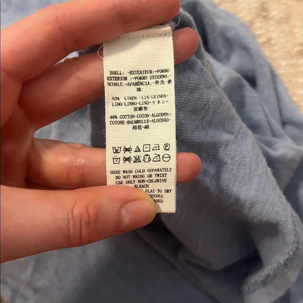 Free People We The Free Sky Blue Textured Top- linen and cotton blend - Image 7