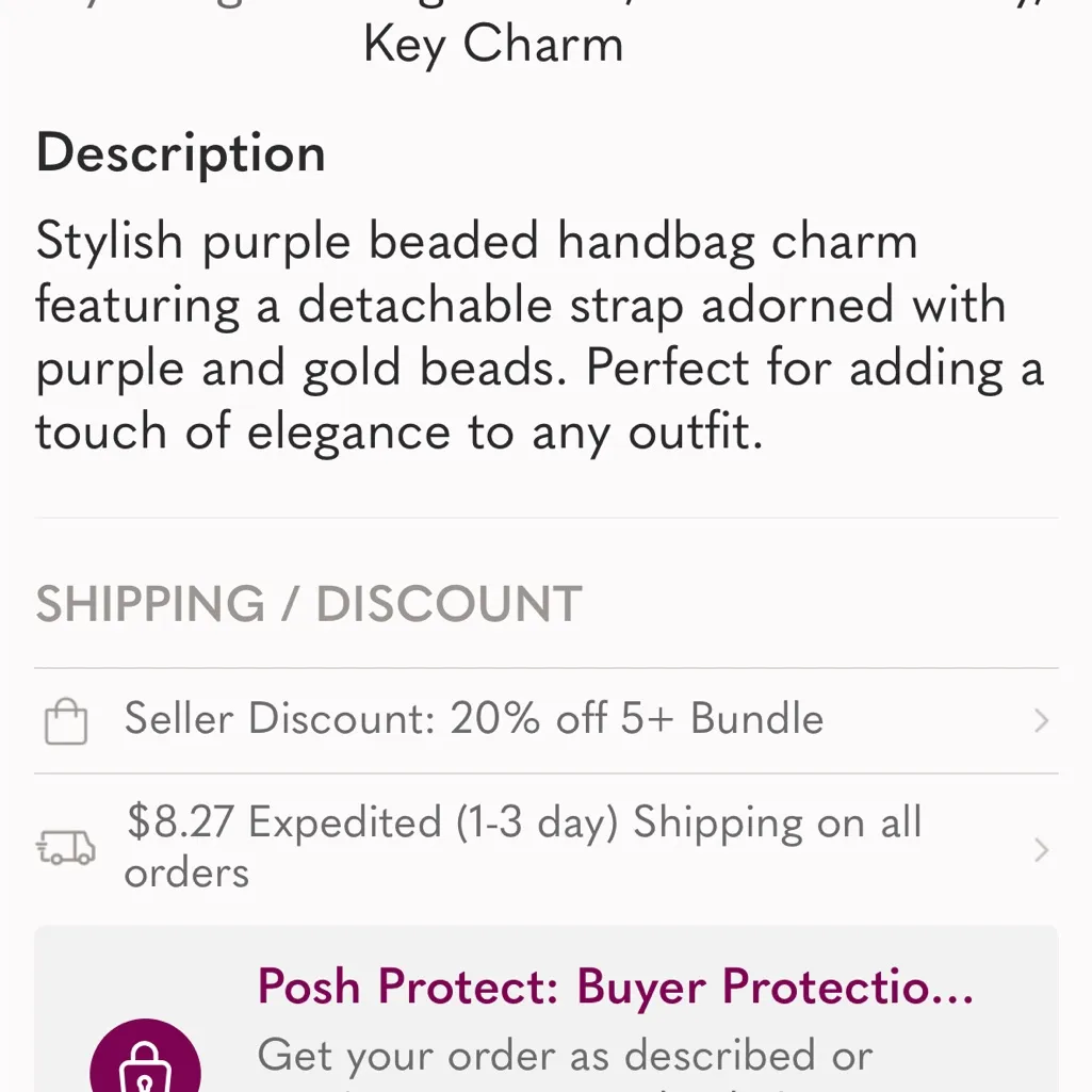 Purple/Gold Purse Handbag Charm ONLY Bag NOT included Detatchable Strap NWOT Purple - Image 6