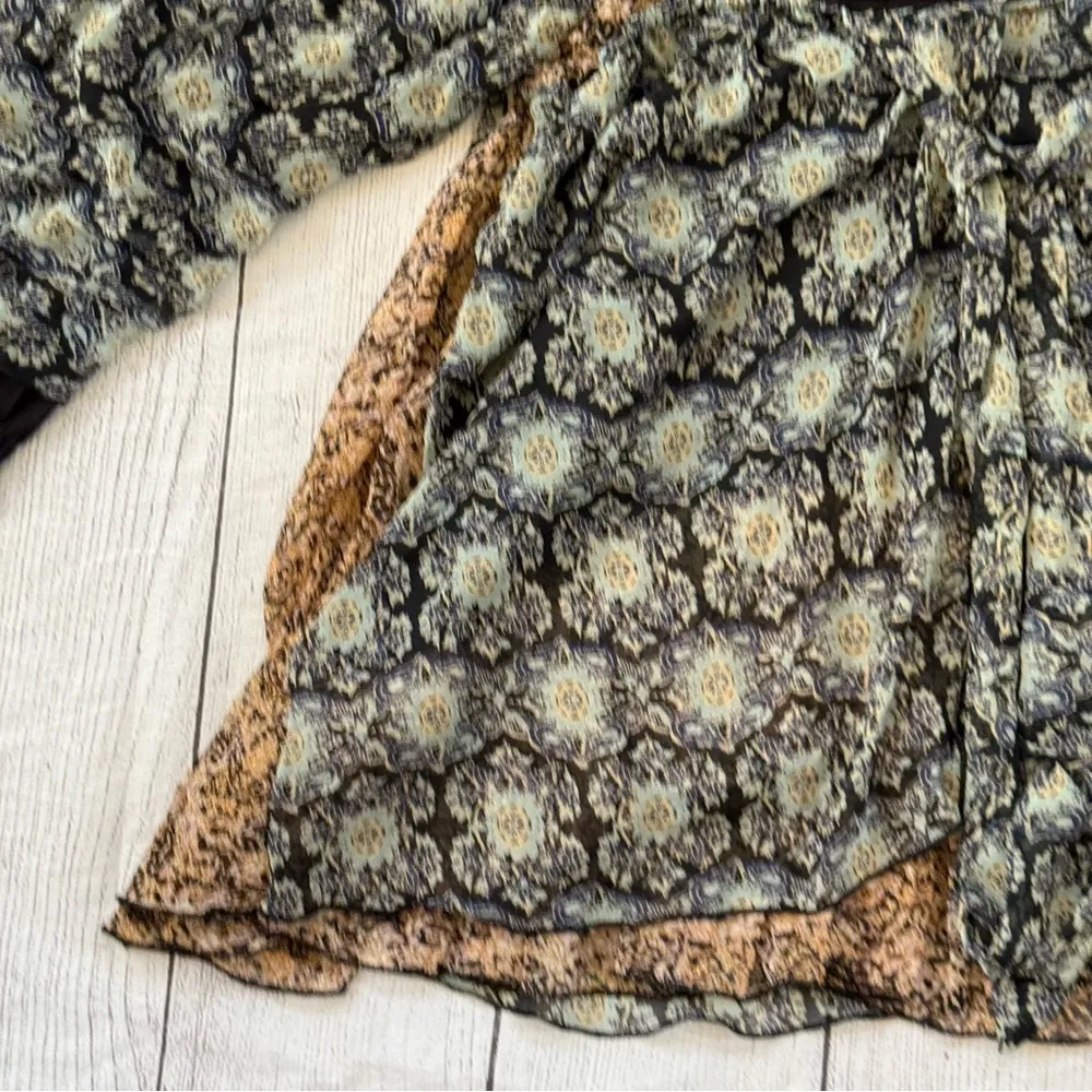 Free People Gabi Tunic Top size small black tan ruffles NEW - Image 14