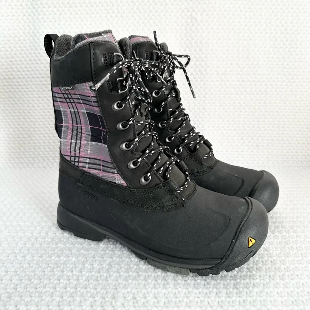 Keen Dry Snowden Black Purple Plaid Lace Up Winter Weather Boot Lined 7 Women - Image 21