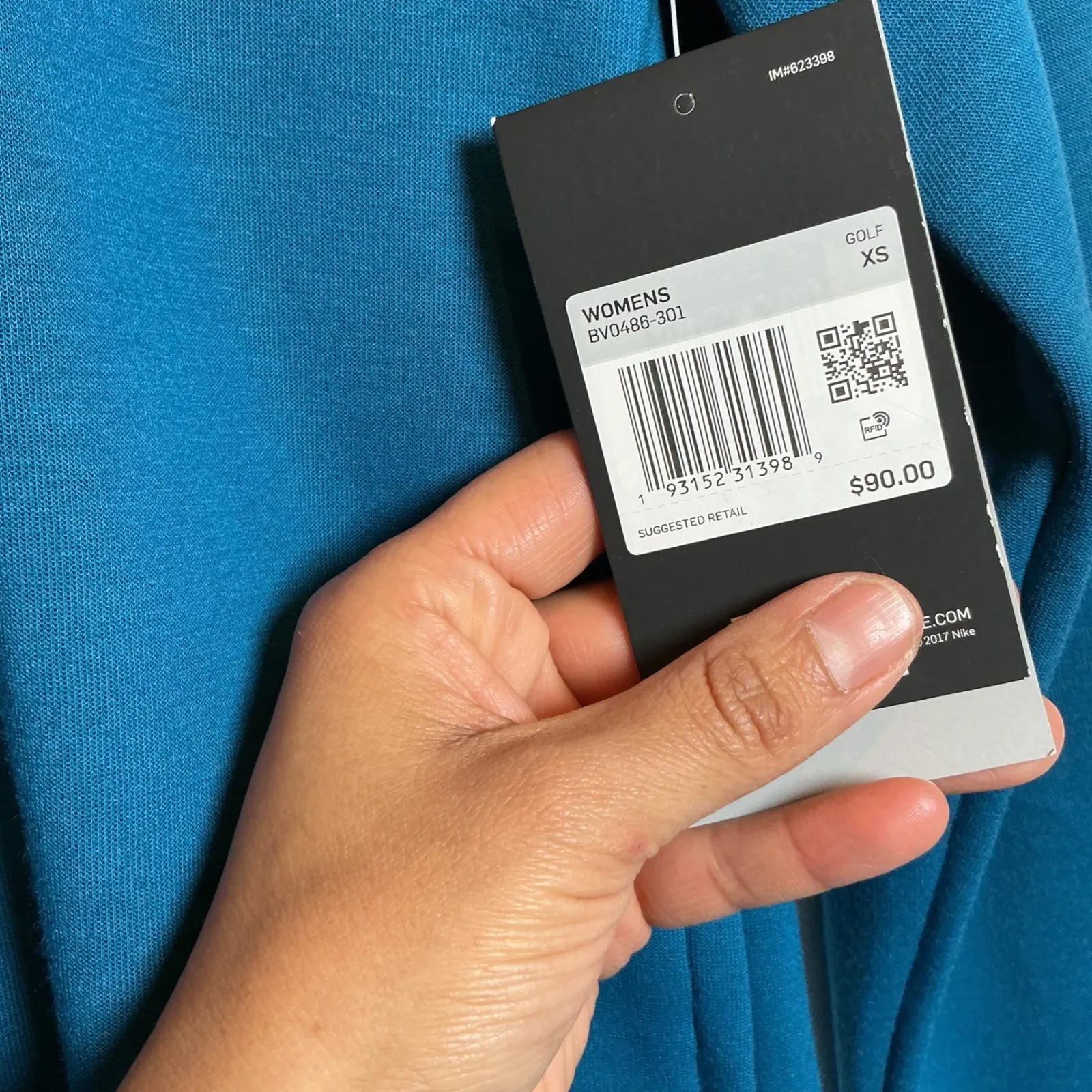 NIKE Womens Golf DRi-FIT Mock Neck Long Sleeve Top Shirt UV Protection XS Teal - Image 4