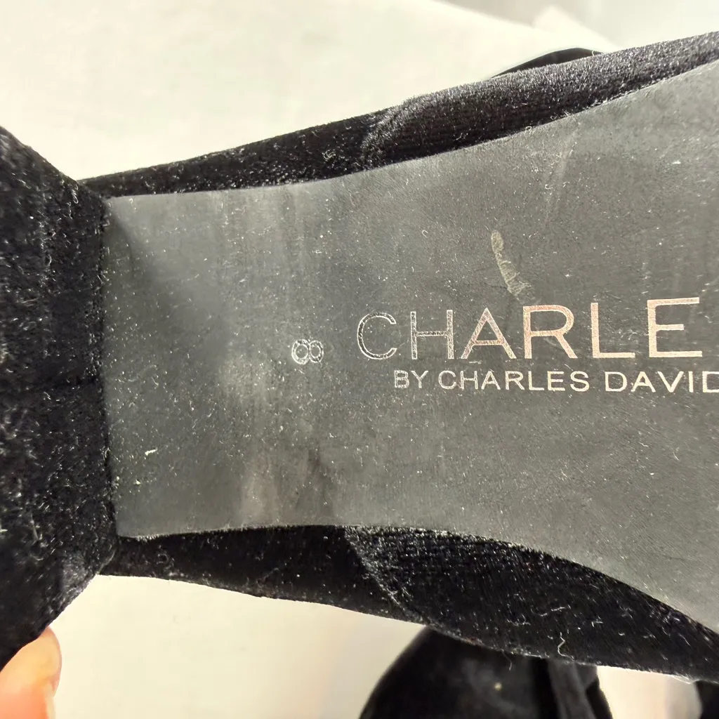 Charles By Charles David Velvet Over the Knee Heeled Boots in Black Size 8 - Image 4