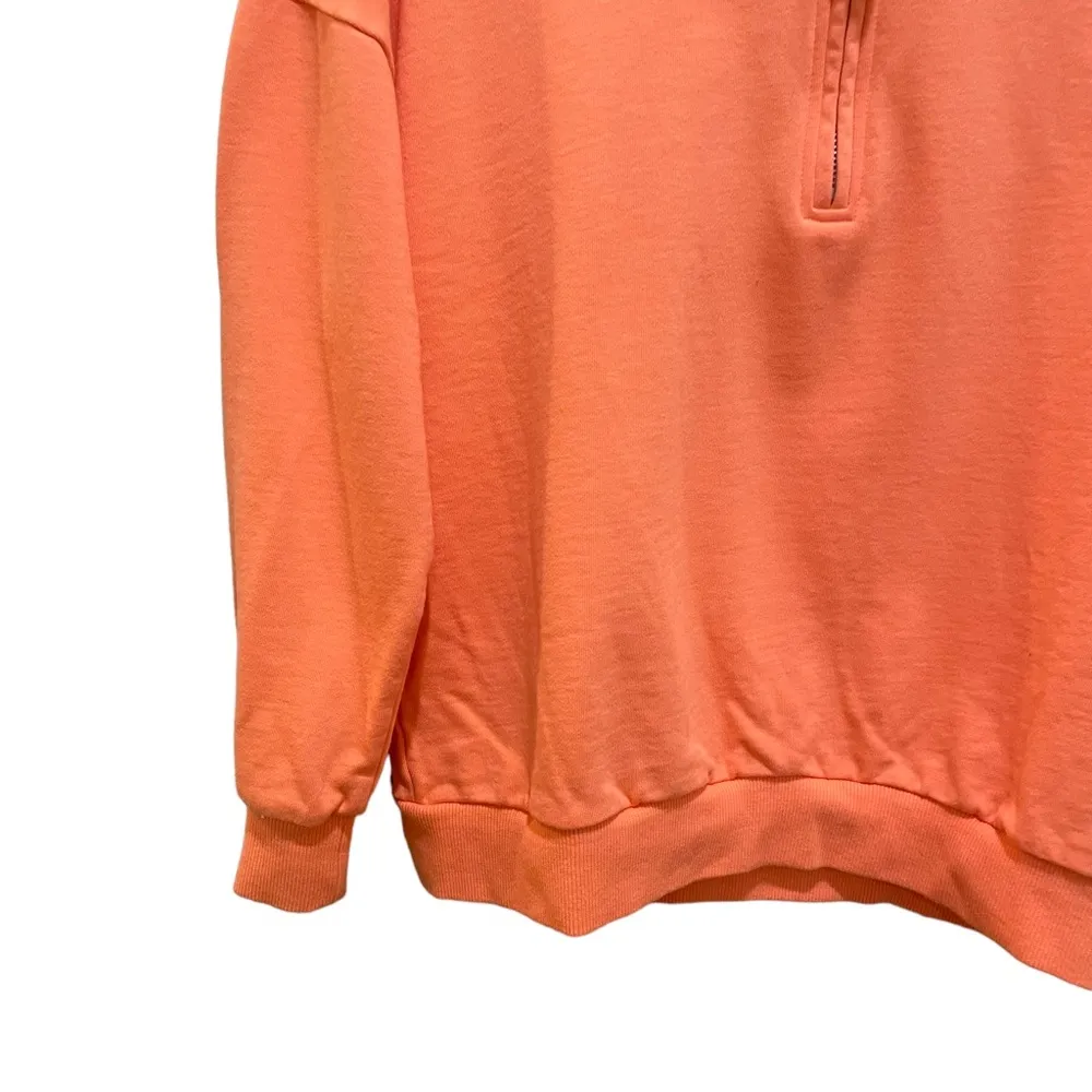Abela Story + Co Unwind Quarter Zip Pullover Sweatshirt Coral Orange Size Medium - Image 3