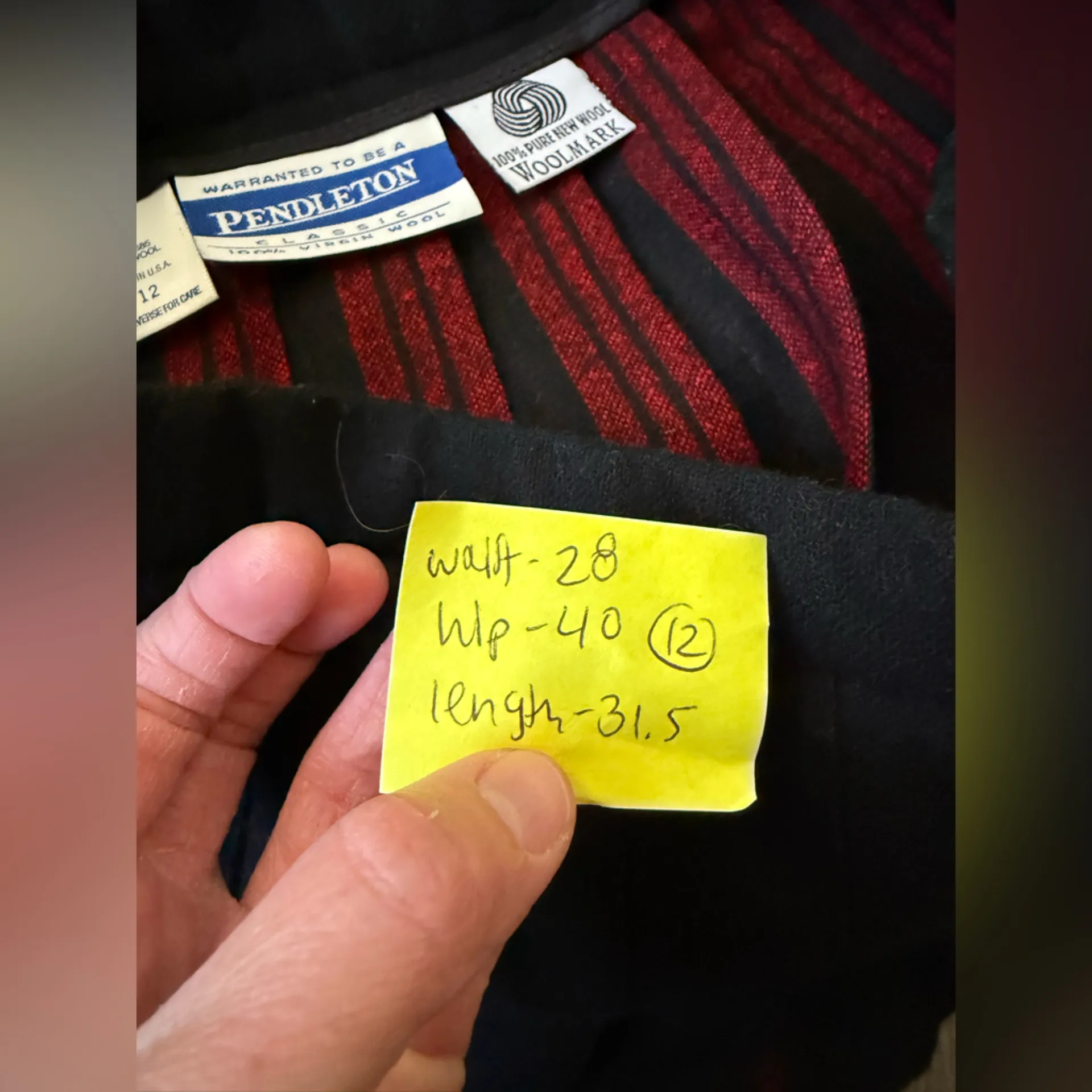 VTG Pendleton Plaid Pleated 100% Wool Skirt Maxi Skirt Christmas Black Size 28 - Image 7