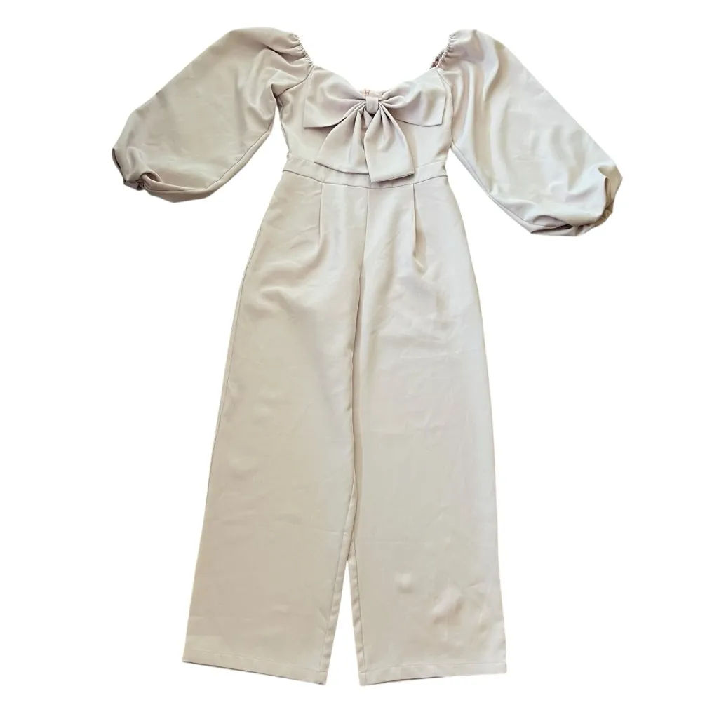 Sister Jane UO Women’s Theatre Bow Balloon Sleeve Jumpsuit Pink Rose Quartz Sz M Size M - Image 15