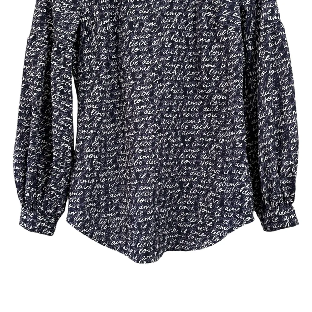 Cabi Navy Blue Te Amo Love Long Sleeve Tunic Top Shirt Womens Size Small - Image 5