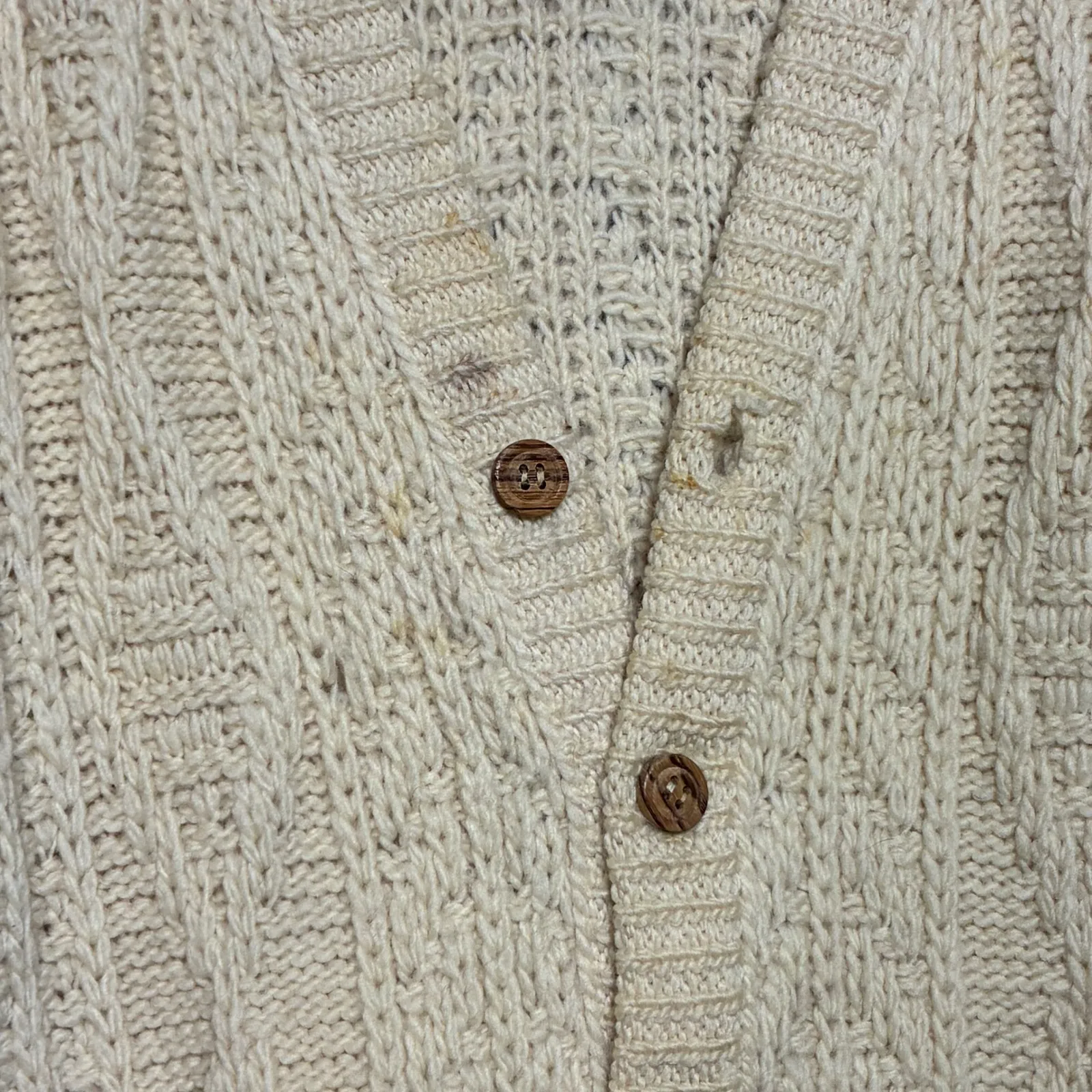 VTG Pendleton Virgin Wool Cable Knit Cardigan Sweater Women's M Cream USA - Image 3