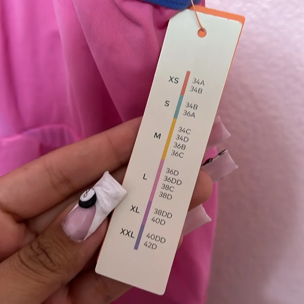 NWT Colsie Pink Mesh Bodysuit Blueish Accent Trim. Size L Size L - Image 3