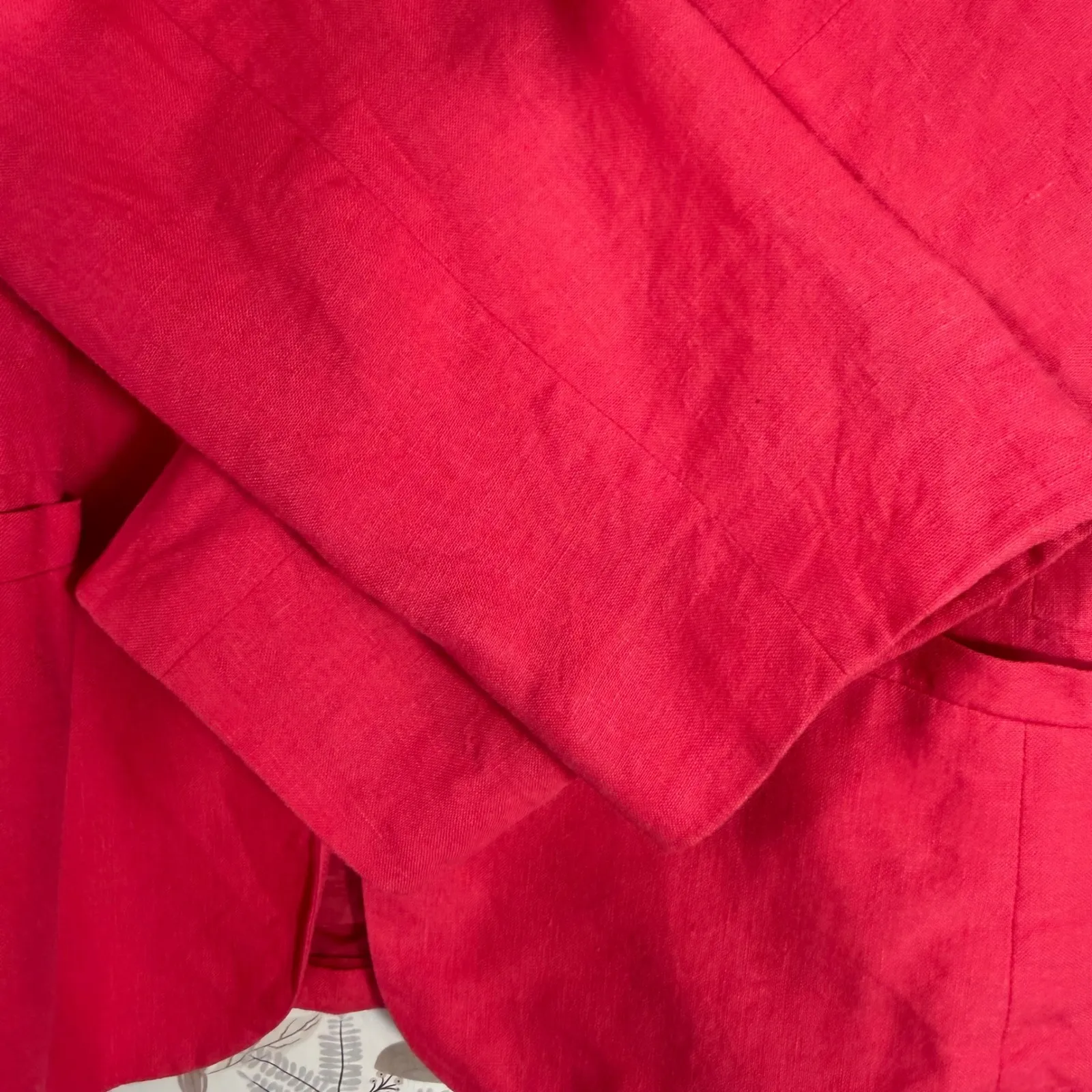 Talbots Linen Colllarless Blazer Lined Women's Size 10 Pink Hook & Eye Closure - Image 6