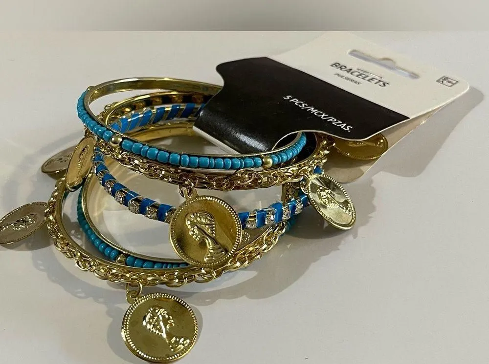 NWT Gold and Turquoise Charm Bracelet Set - Image 2