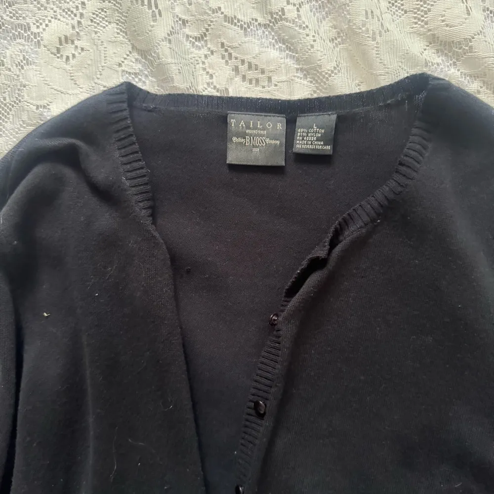Vintage Tailor B. Moss Black Cardigan Lightweight Sweater Size L Size L - Image 2