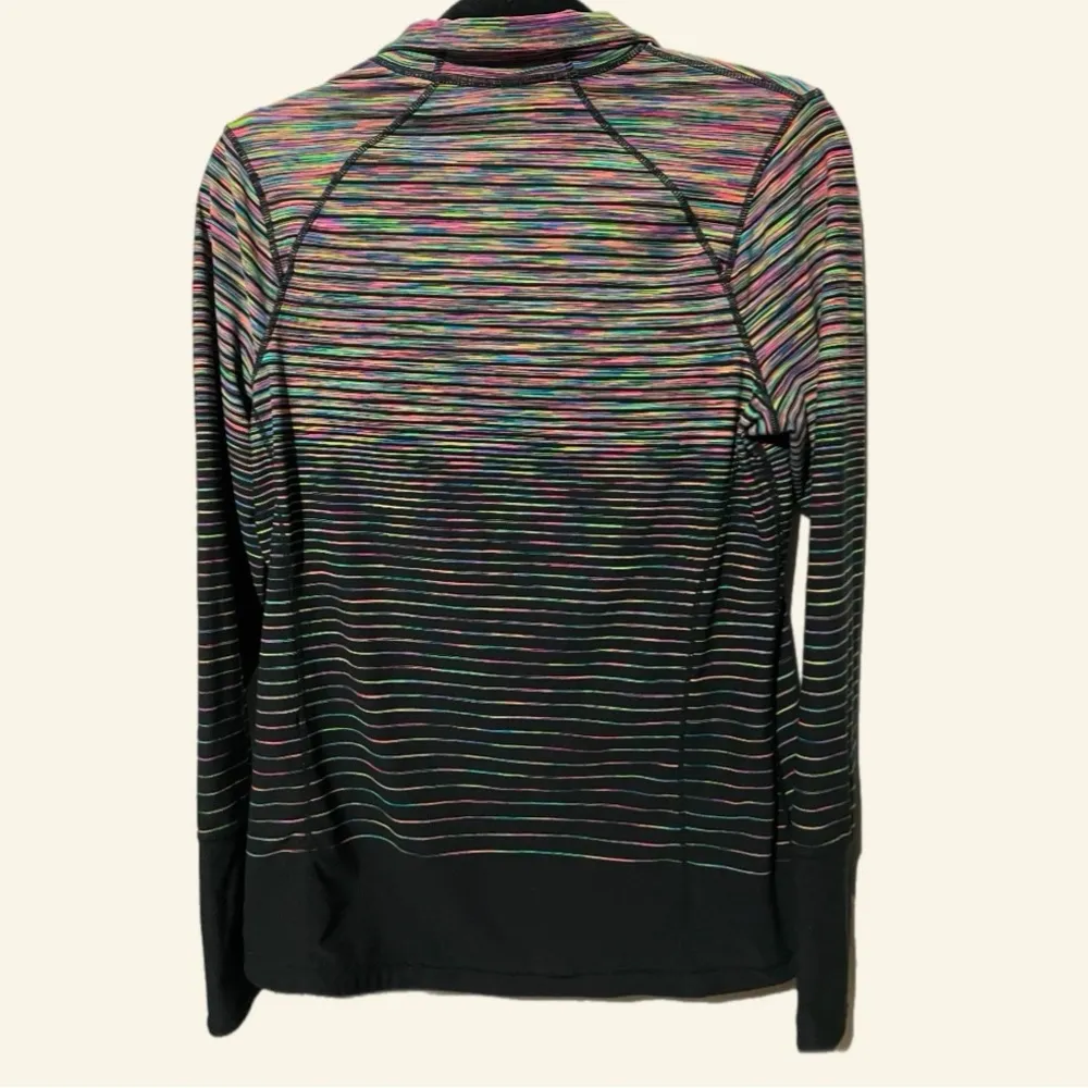 Kirkland Multi Color Rainbow 1/4Zip Up With thumb holes Sweater size medium - Image 4