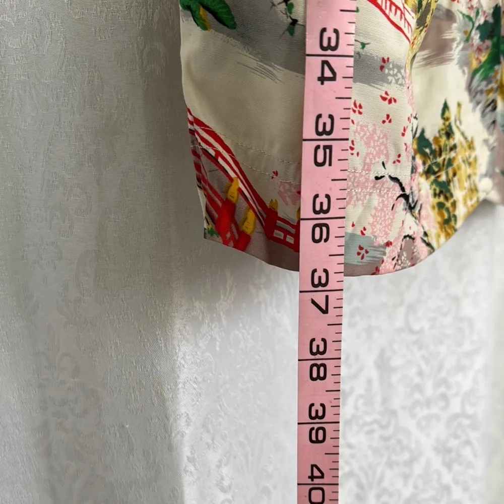 LUCKY BEACH HULA WEAR Green and Pink Chinos with Scenic Print Size L - Image 4