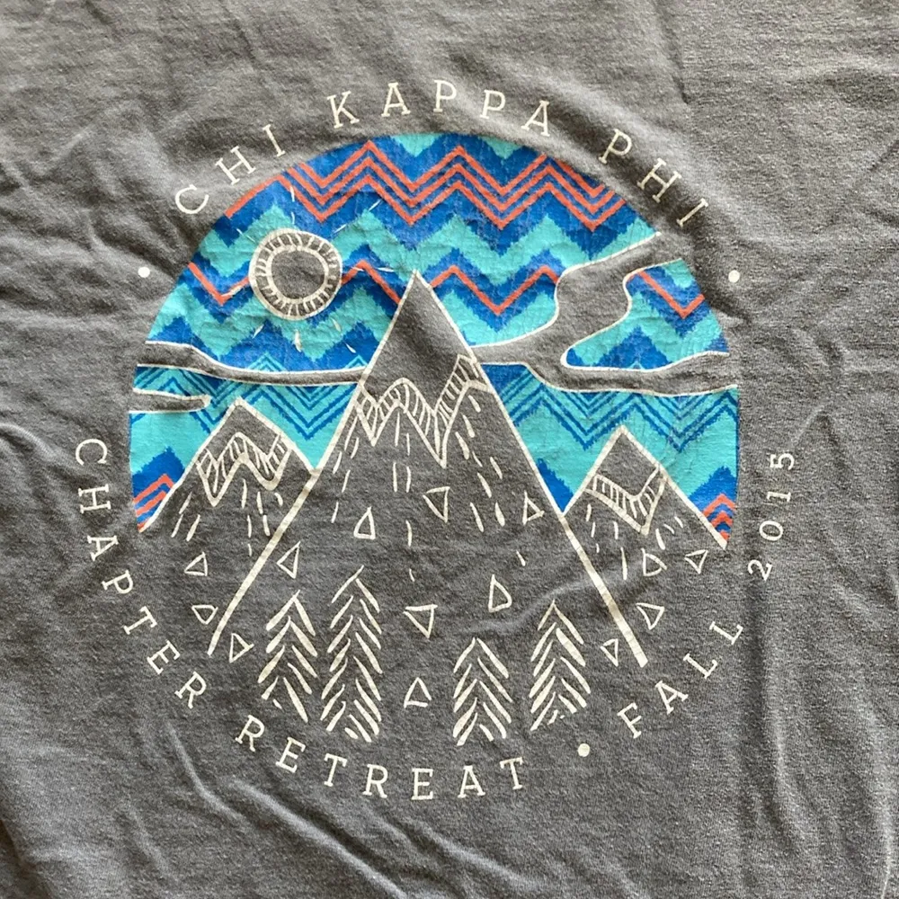 Comfort Colors Blue Mountain Range Graphic T-shirt Unisex Small Chi Kappa Phi - Image 2