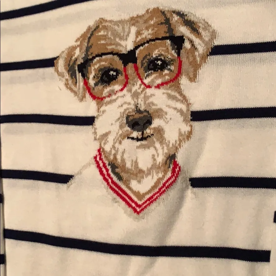 Size XS Lands’ End cute dog with glasses sweater - Image 3