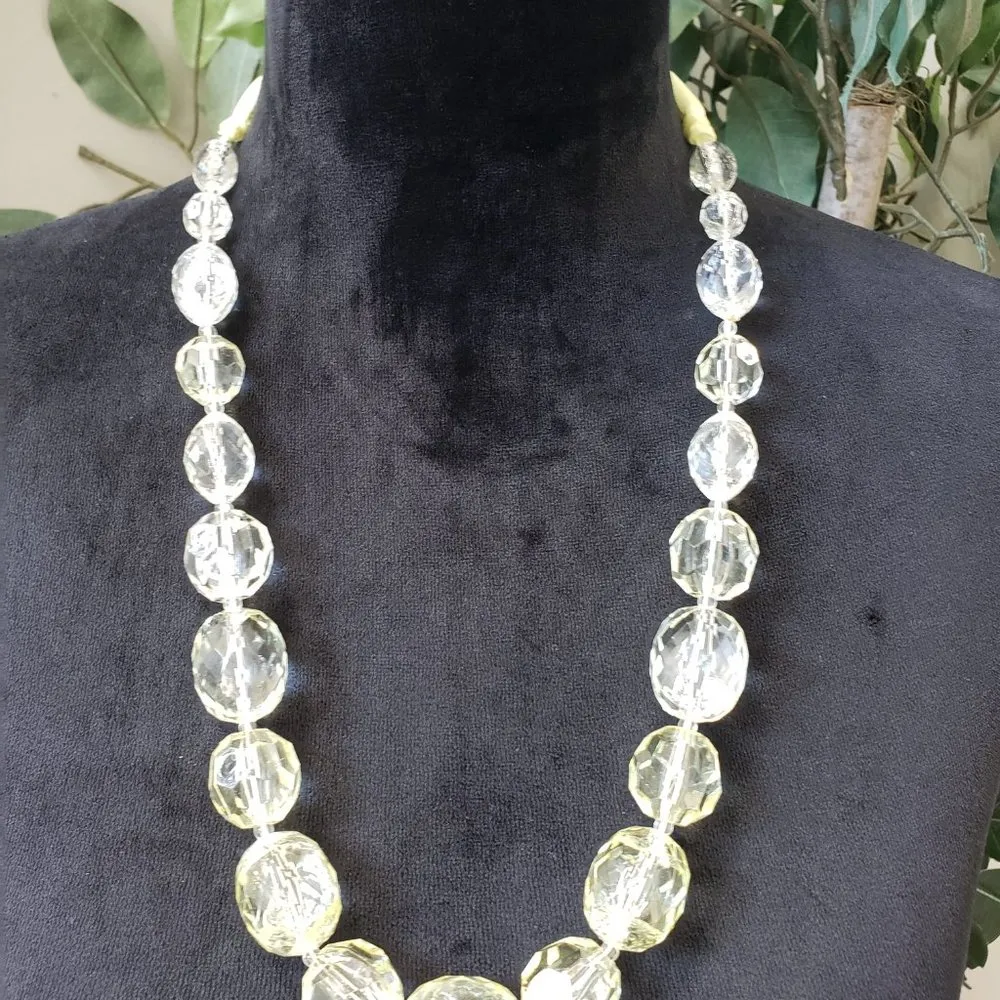 Womens Fashions Clear Faceted Graduated Glass Collar Necklace with Lobster Clasp White - Image 2