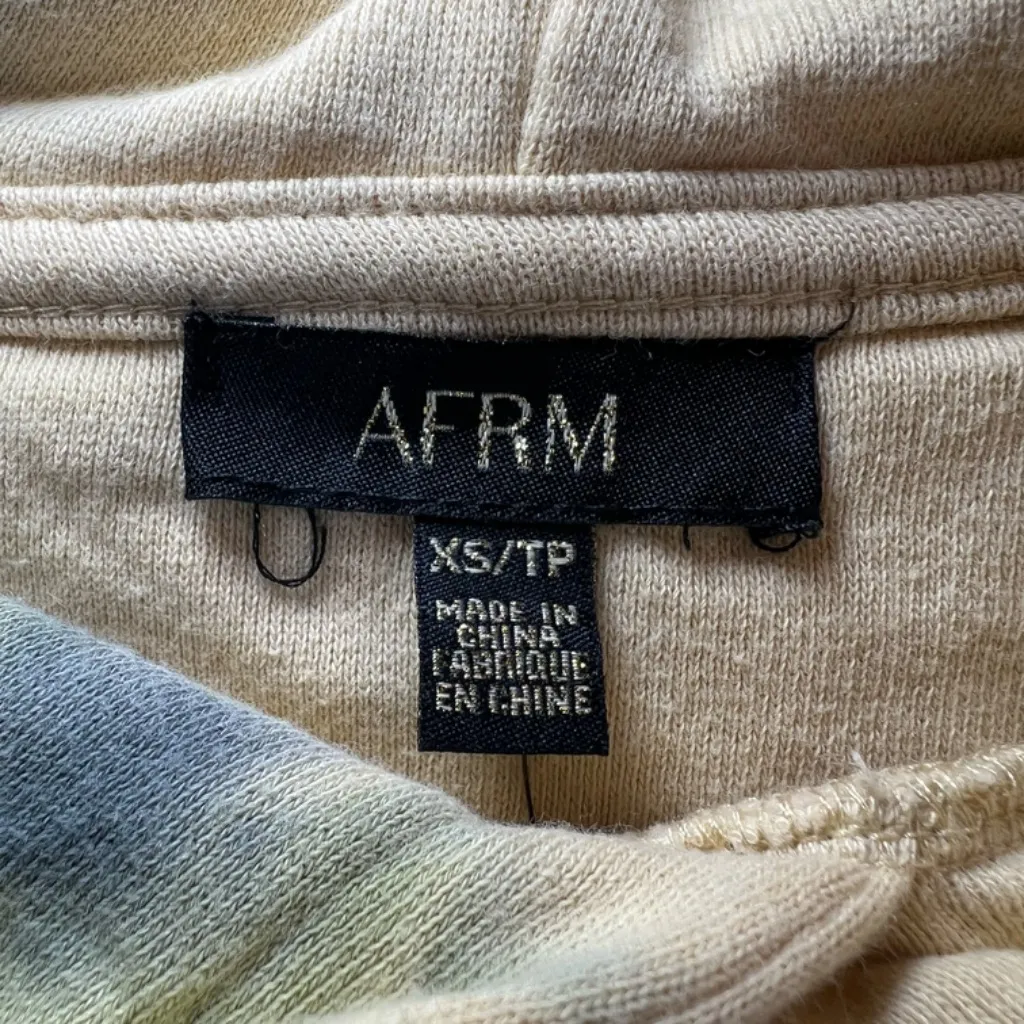 AFRM Women's Fink Cropped Tie Dye Hoodie Sweatshirt Sand Crumble Tan Cozy NEW XS Pink - Image 3