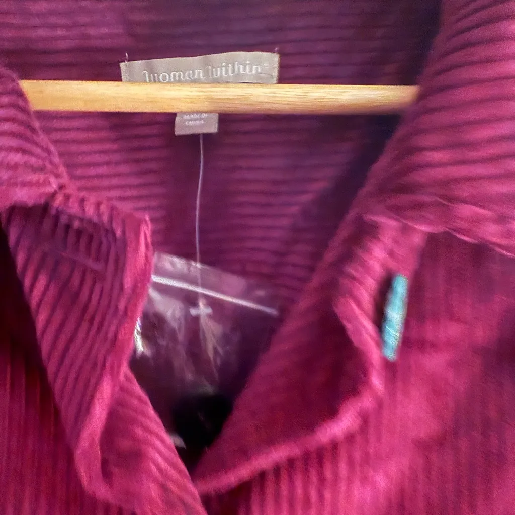 Woman Within Deep Red Corduroy Utility Jacket - Image 6