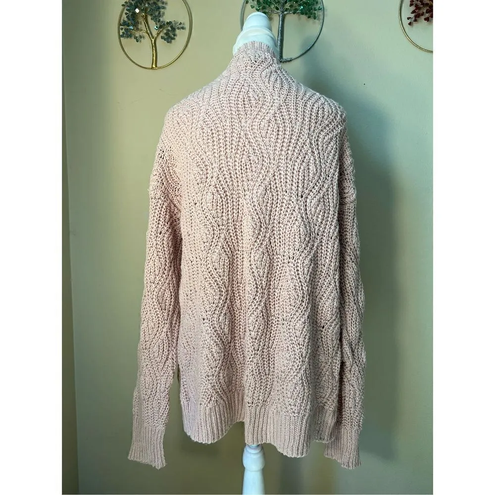 Universal Thread Pink Crochet Loose Knit Open Front Cardigan XS - Image 6