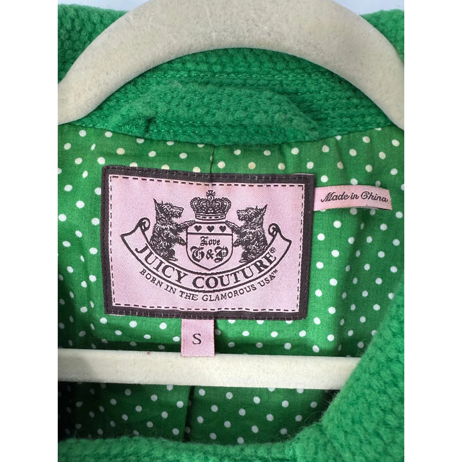 Juicy Couture Y2K Kelly Green Wool Angora Peacoat Jacket Size Small - Image 5