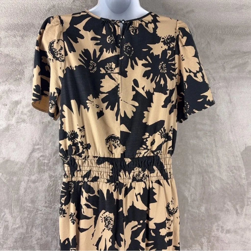 Anthropologie The Somerset Jumpsuit Womens Size Medium Tan Black Boho Classy - Image 8