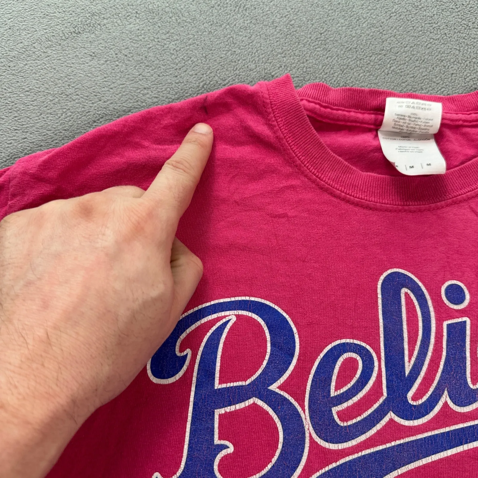 Believe Cropped T Shirt Women's Medium Gildan Hot Pink Graphic Short Sleeve Baby - Image 7