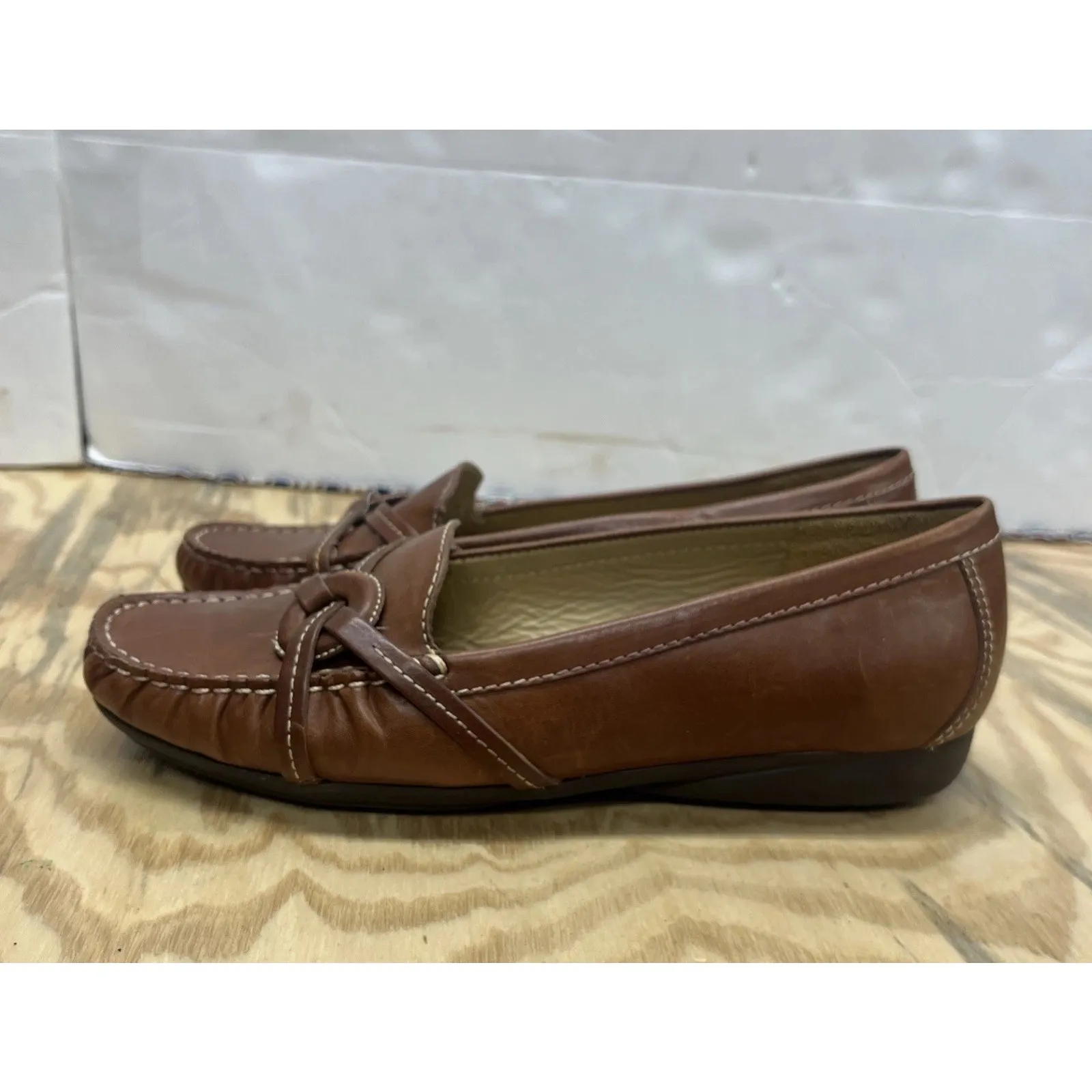 LL Bean Leather Loafer Slip On Shoes Women’s 7.5M Brown Casual Flats Preppy Size 7.5 - Image 3