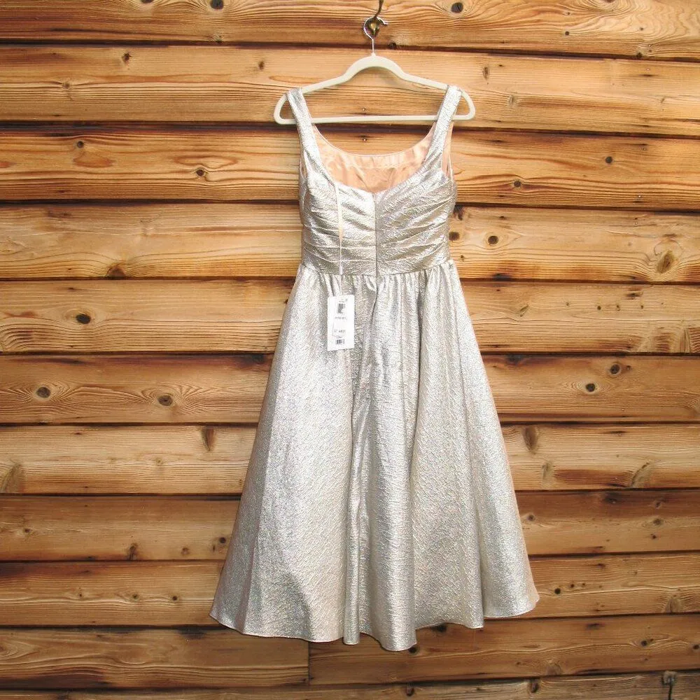 MAC DUGGAL 68350 Gold Square Neck Sleeveless A Line Dress - Image 11