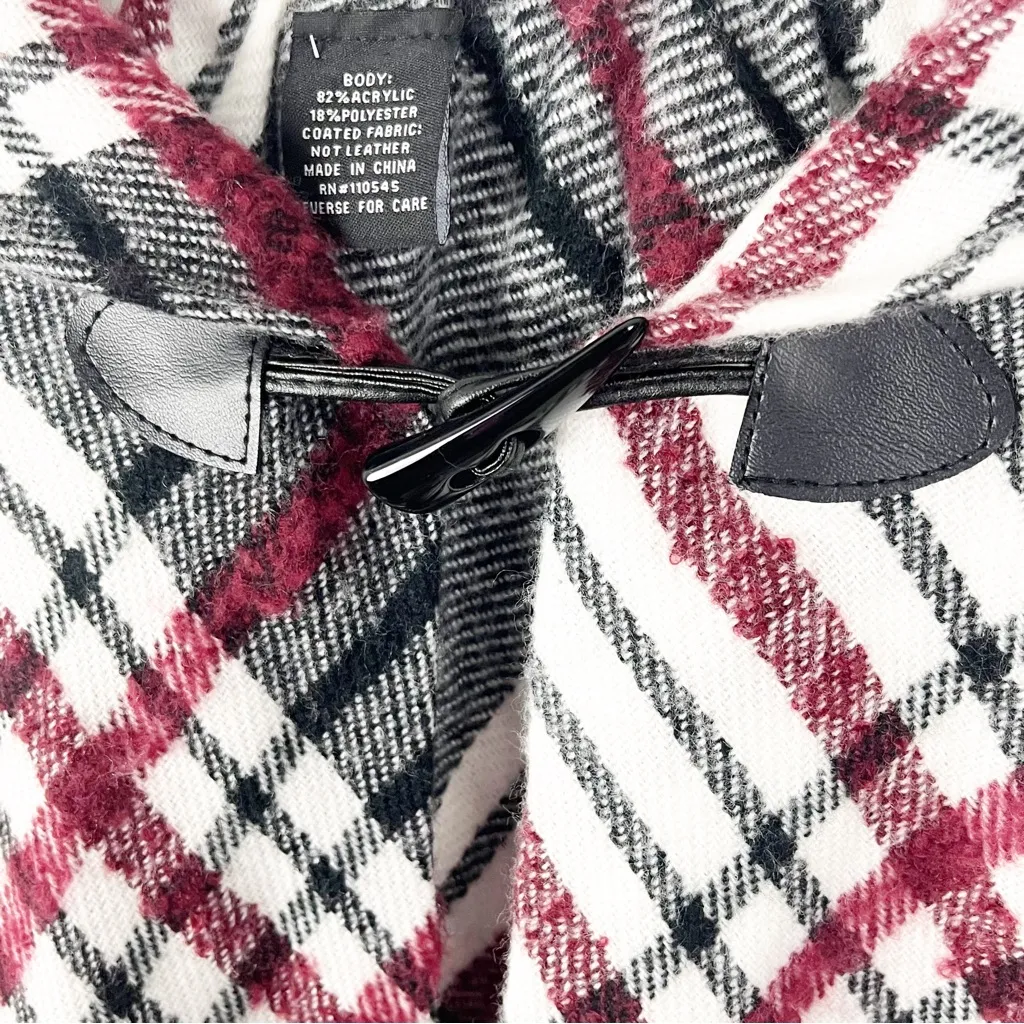 PLAID Fringe Hem Hoodie Front Closure Cabincore Poncho, One Size Size undefined - Image 12