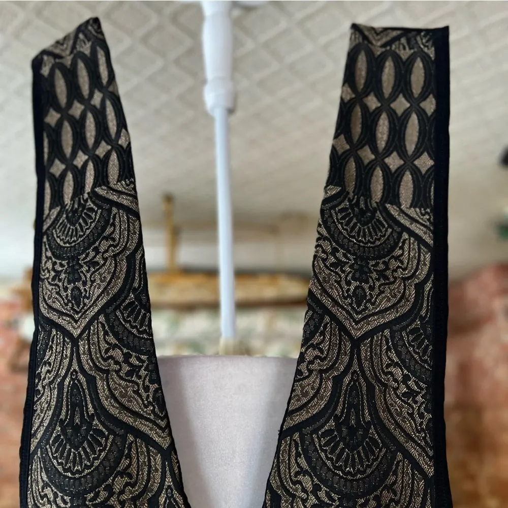 7 for All Mankind Jeans Nouveau Black Gold Metallic Brocade Skinny 26 Party Chic - Image 7