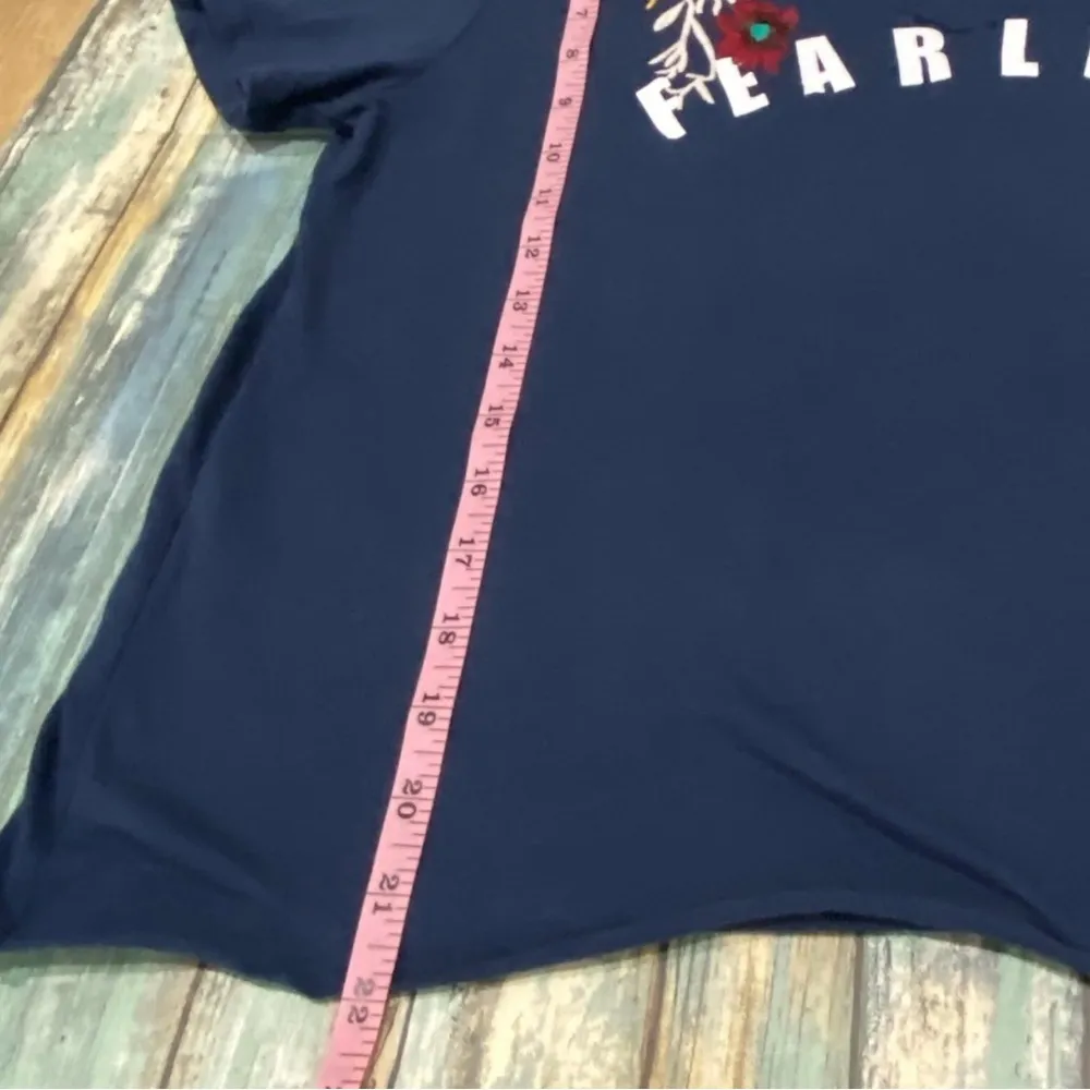 New PROJECT 28 Shirt Women’s FEARLESS Sz Large Blue Embroidered Floral Boho Top - Image 12