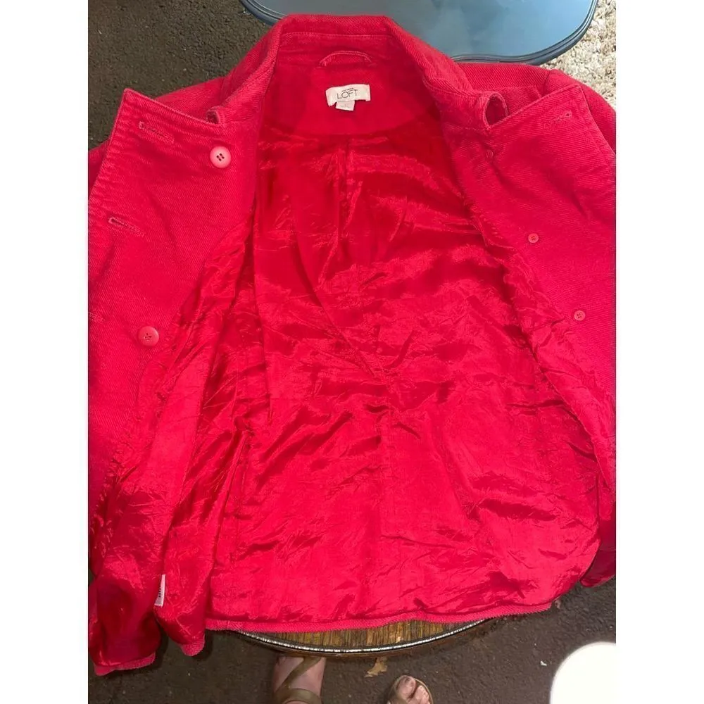 The Loft Double Button Breasted Jacket/Blazer Long Sleeve Red L Red Size L - Image 5
