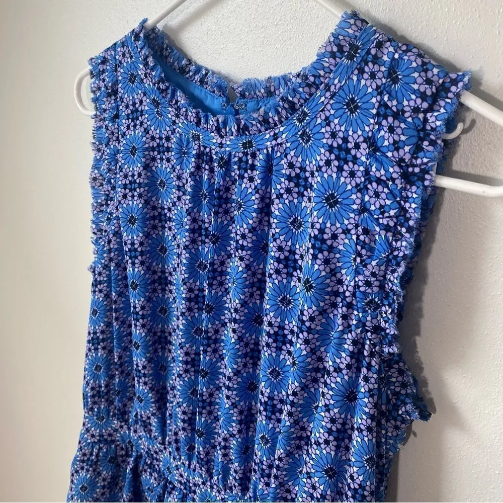 Banana Republic Floral Tiered Tile Print Ruffle Mini Dress - Image 3