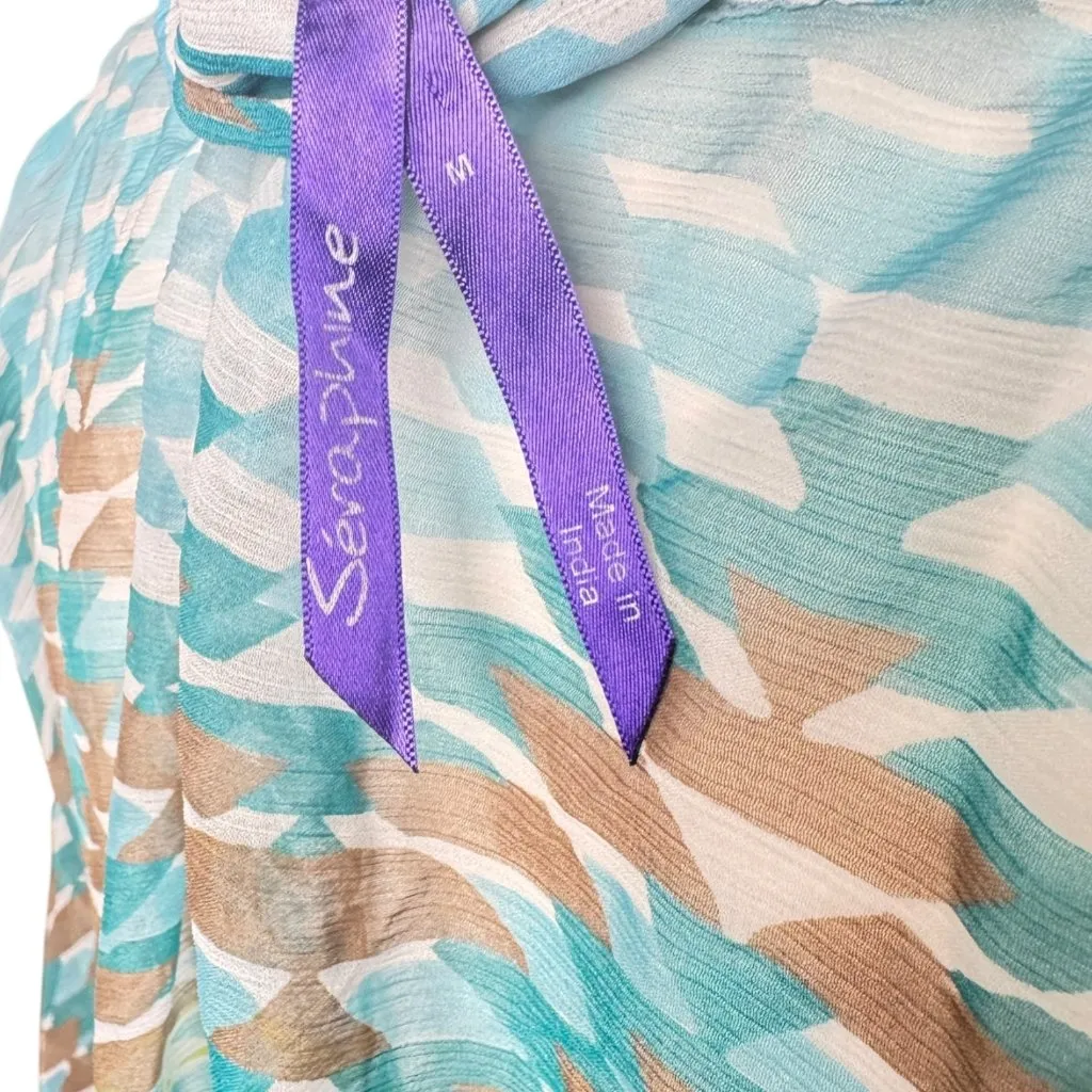 Seraphine Maternity Beaded Beach Cover Up Kaftan Blue Aztec Medium Size undefined - Image 5