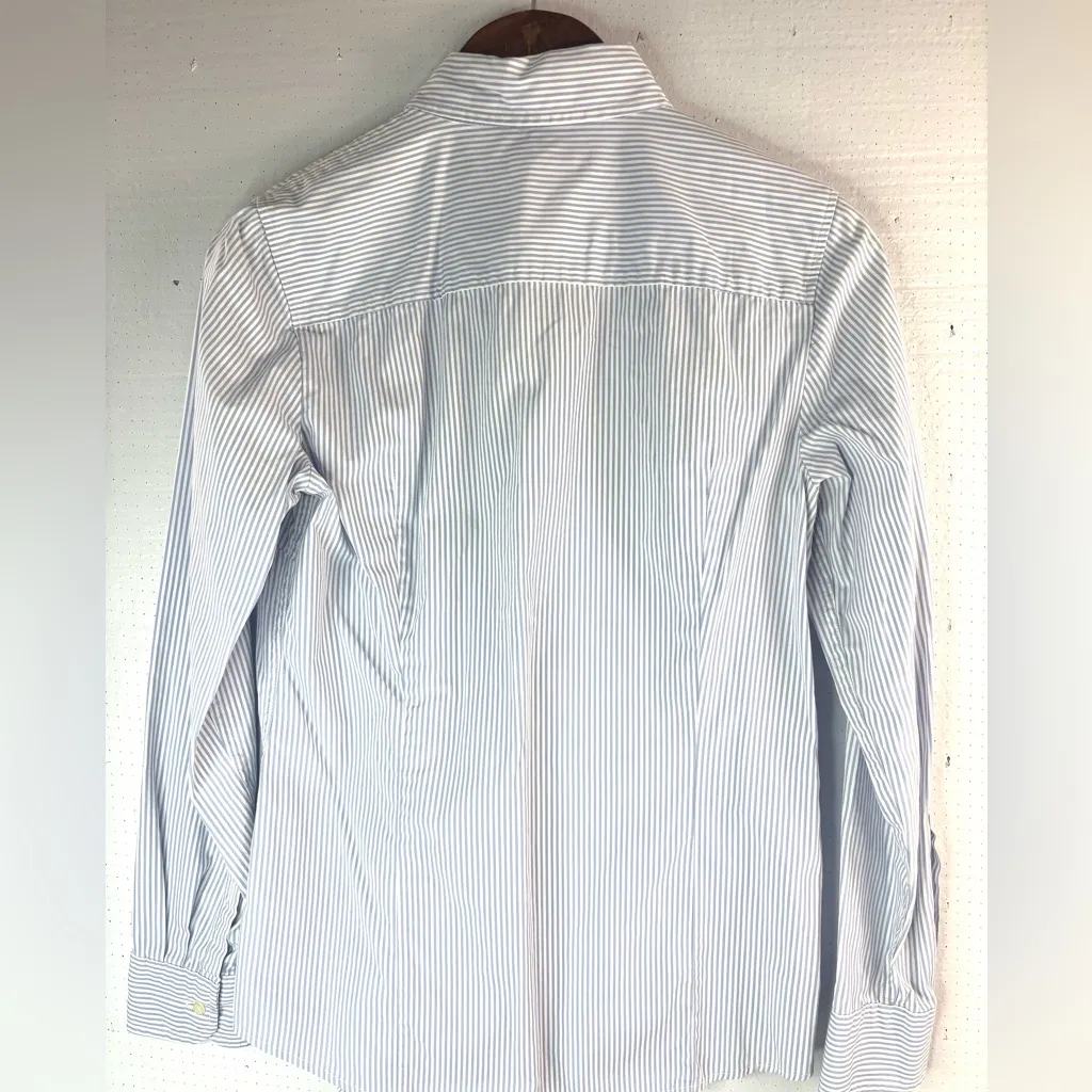 GAP M Ladies Preppy Cotton Light Blue and White Striped Button Down Shirt - Image 2