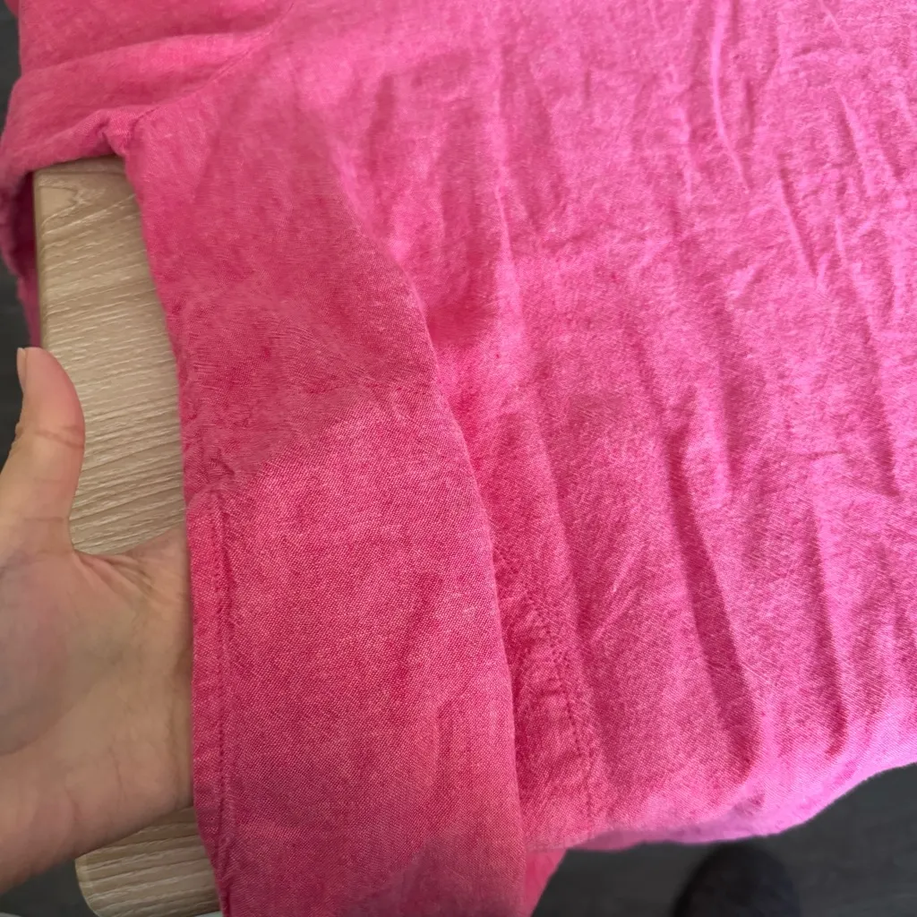 Lands’ End XXL Linen Blend V Neck Tunic Top 3/4 Sleeve Beach Vacation Pink - Image 6