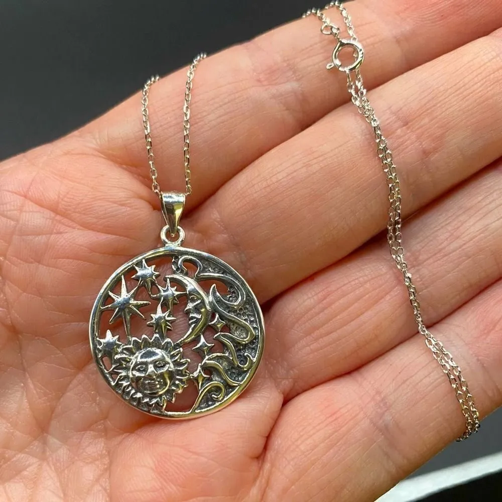 Elements Celestial Sterling Silver Pendant On Sterling Silver Cable Chain - Image 2