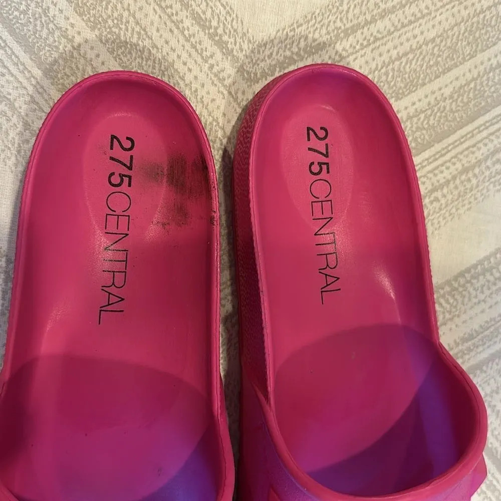275 Central Women’s Hot Pink Fuchsia Rubber Stud Detail Slides - Image 2