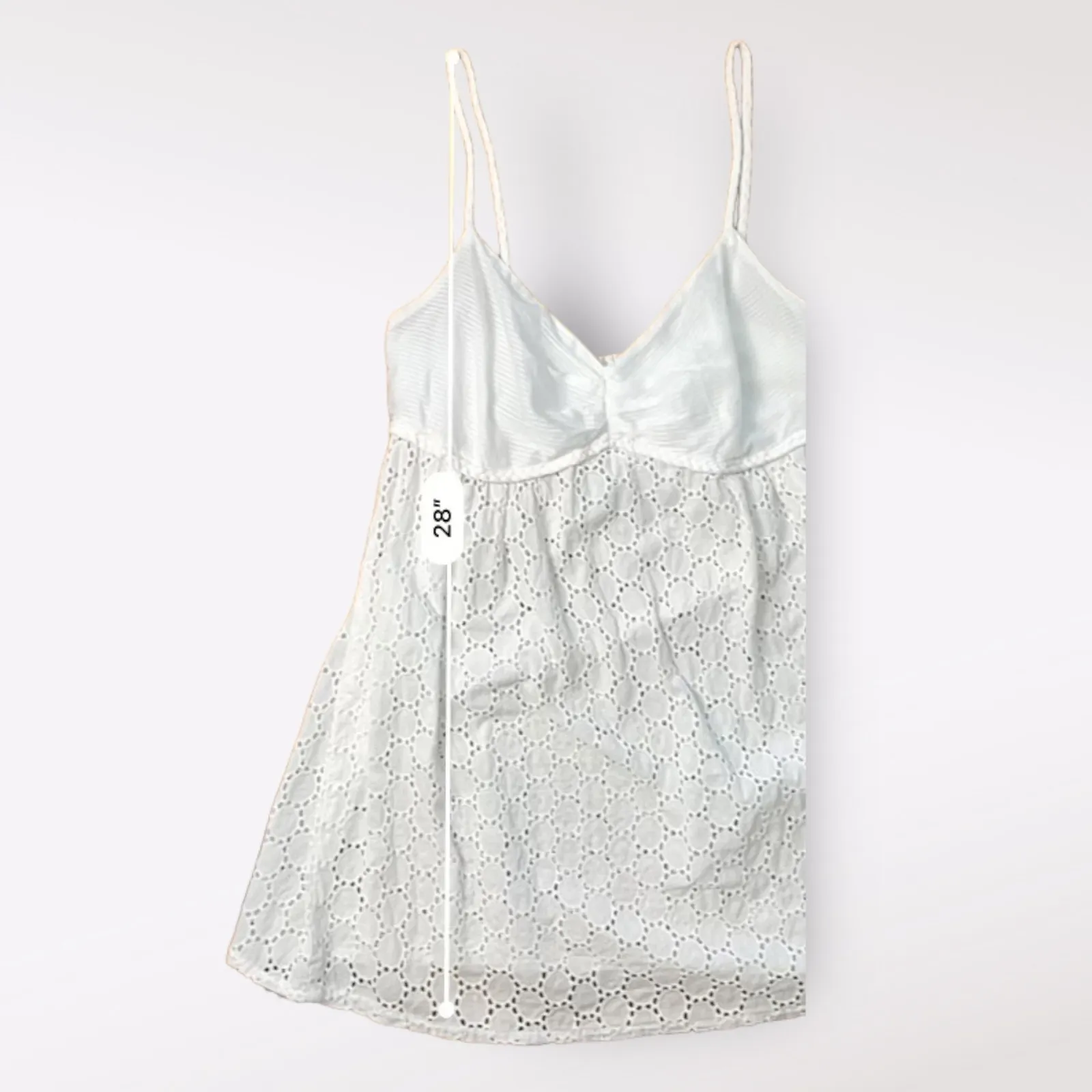 American Vintage White Eyelet‎ Lace Sweetheart Neck Tank Top Size S - Image 7