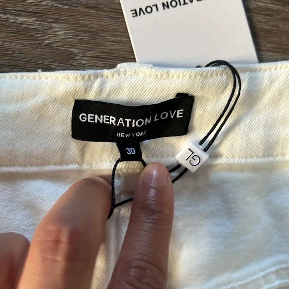 Generation Love x Revolve Pearl Trim Womens Raw Hem wide leg Pants Jeans 30 - Image 5