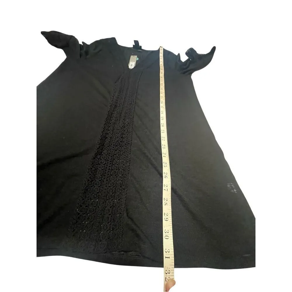 APT 9 Cover Up Swim  embroidered trim Top Black Sz  L NWT - Image 6