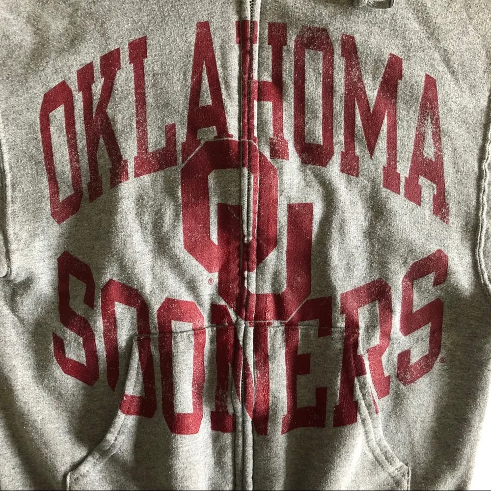 Jerzees Gray Oklahoma Sooner Zip Up Hoodie - Image 4