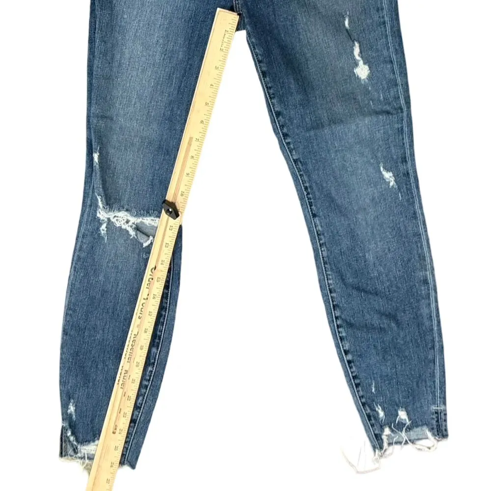 Lovers and Friends Distressed Mason Naples Raw Hem Blue Hi Rise Skinny Jeans 25 - Image 3