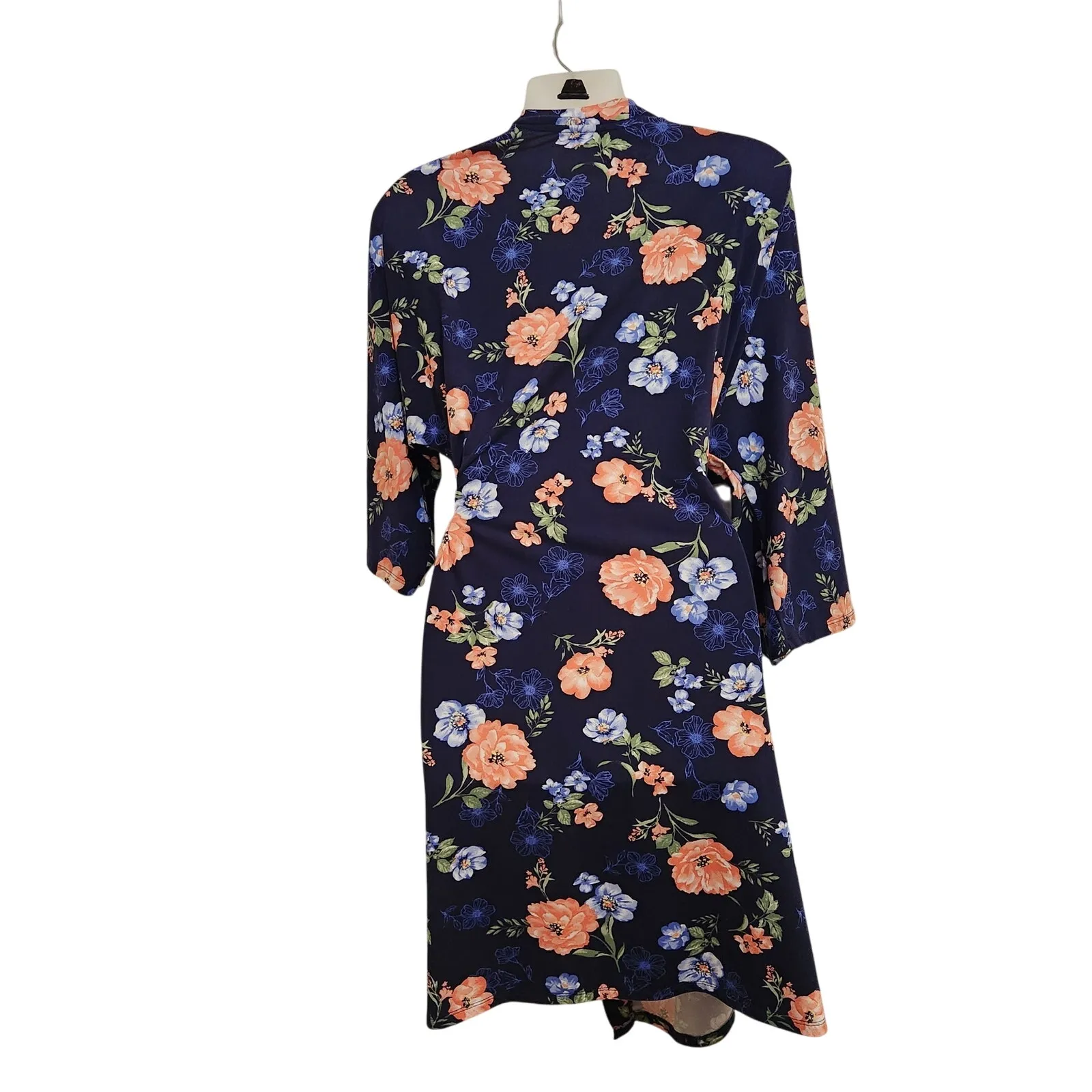 Laura Ashley Navy Blue Floral Sleepwear Belted Robe Mid Length Relaxed Size XL - Image 2