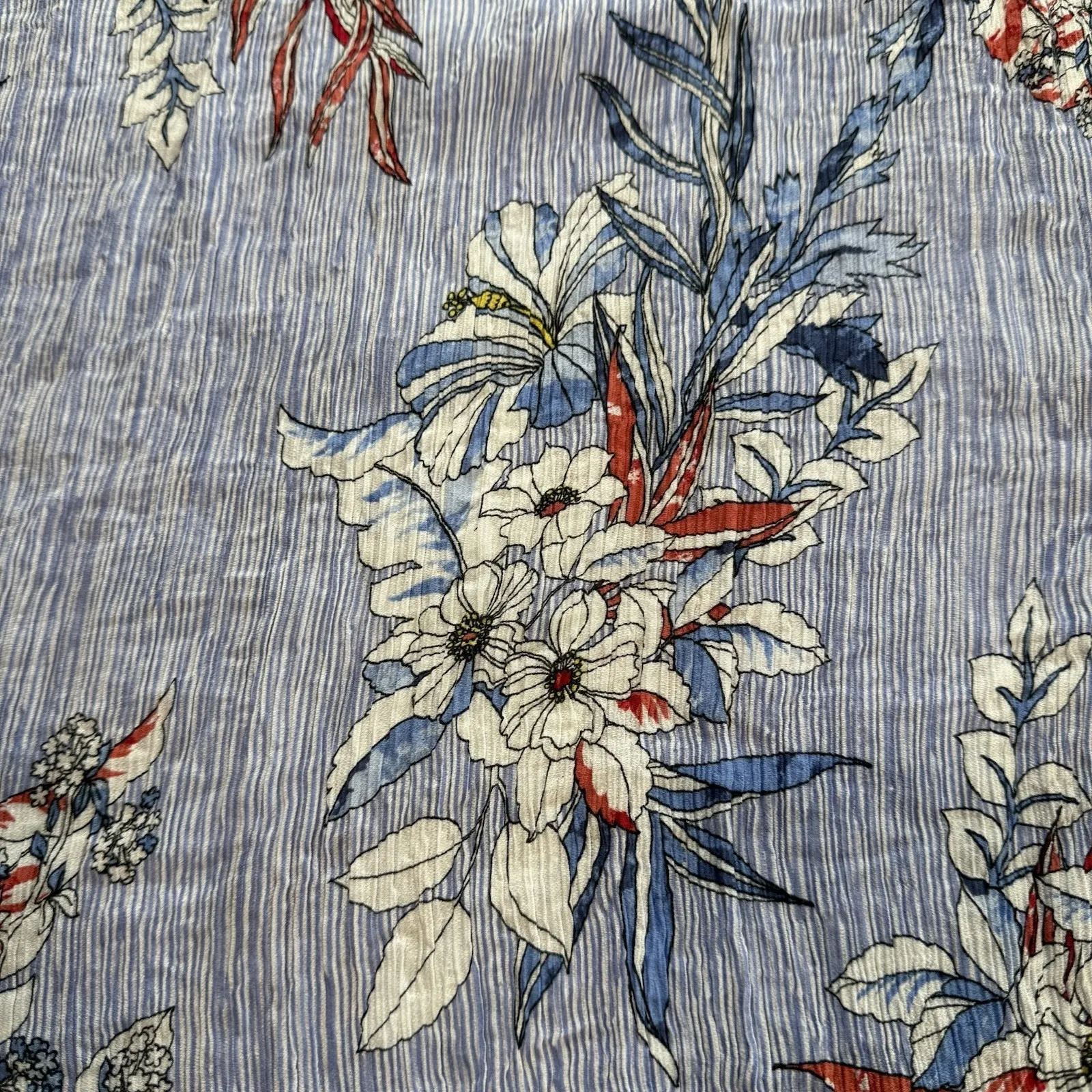 Catherines Blue Floral Gauze Sleeveless Casual Button Up Shirt Size 4X - Image 4