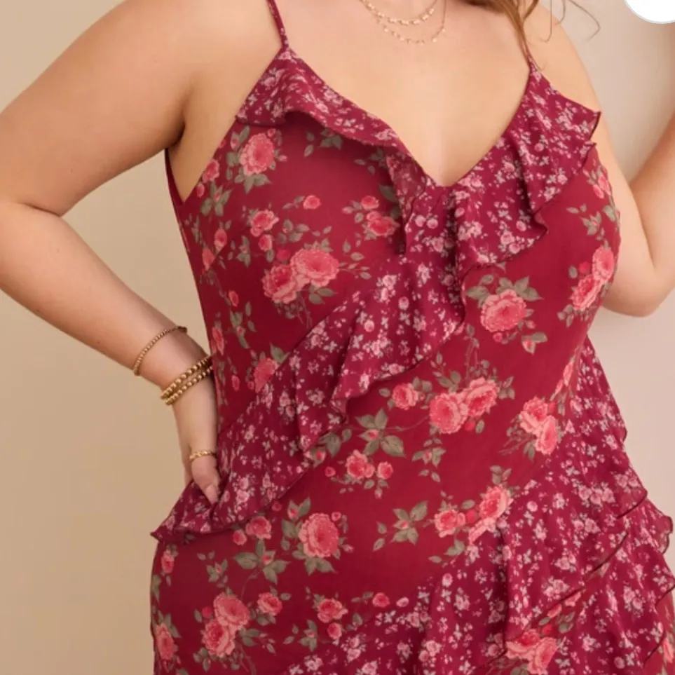 Arula Red Floral Maxi Dress Plus Size 0X - Image 2