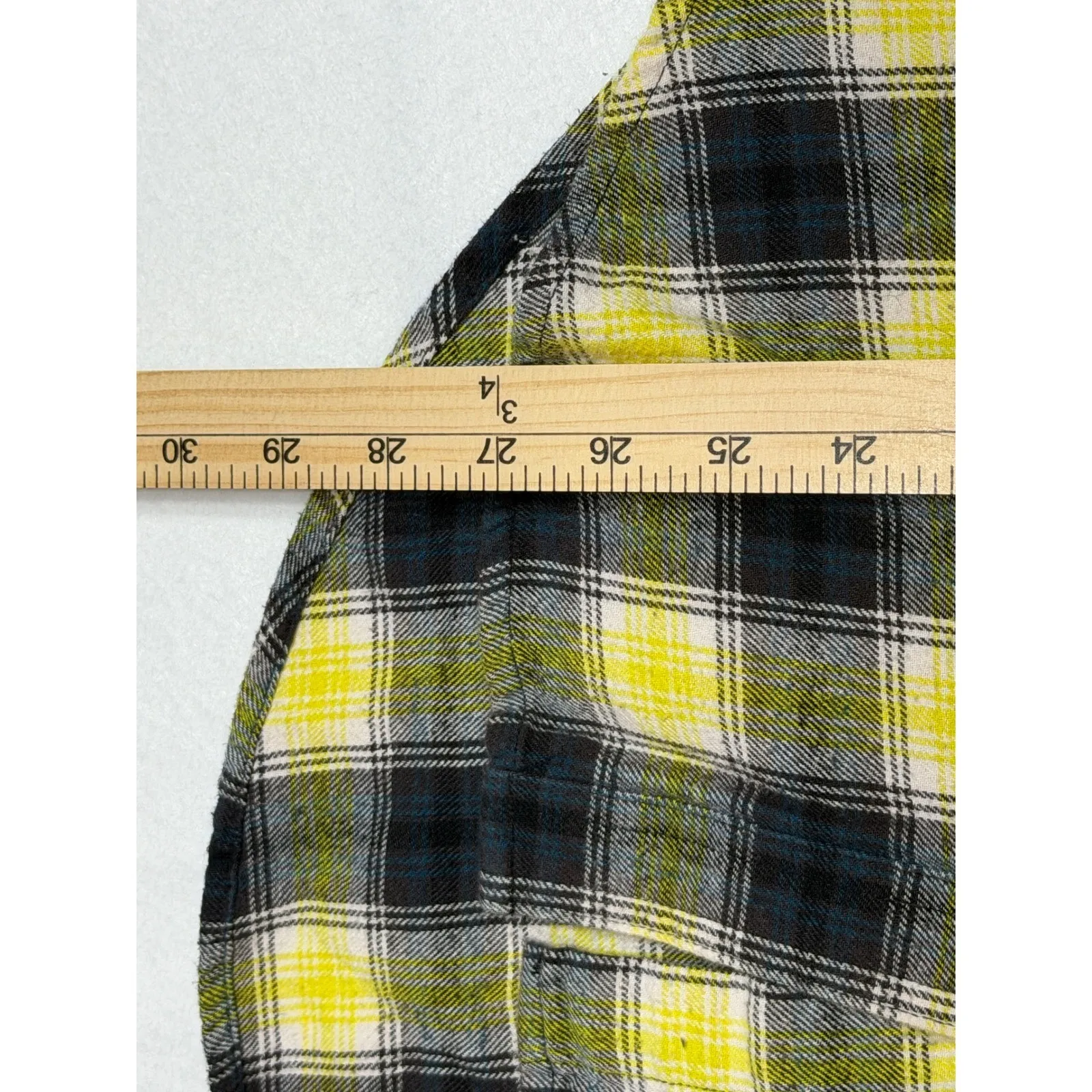 VANS Women's Plaid Flannel Shirt Long Sleeve Button Up Yellow Black LG‎ - Image 4