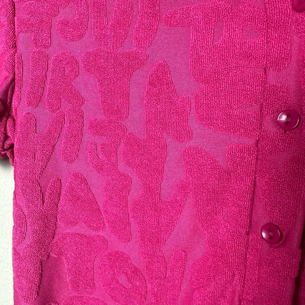 Terrycloth Hot Pink Semi Sheer Romper Shorts Set Size Medium - Image 4